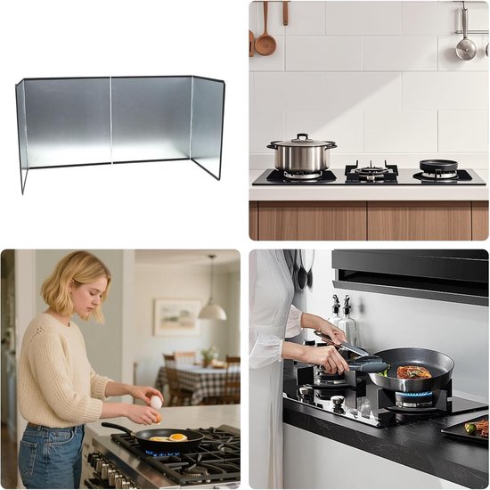 Spatdeksel Pan - Vetbord Keuken - Koken Schoonhouden - Opvouwbaar Ontwerp - 39 cm - Zilverkleurig — afbeelding 3