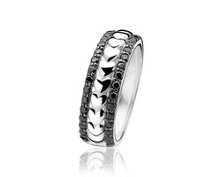 ZINZI zilveren ring hart zwart ZIR829Z
