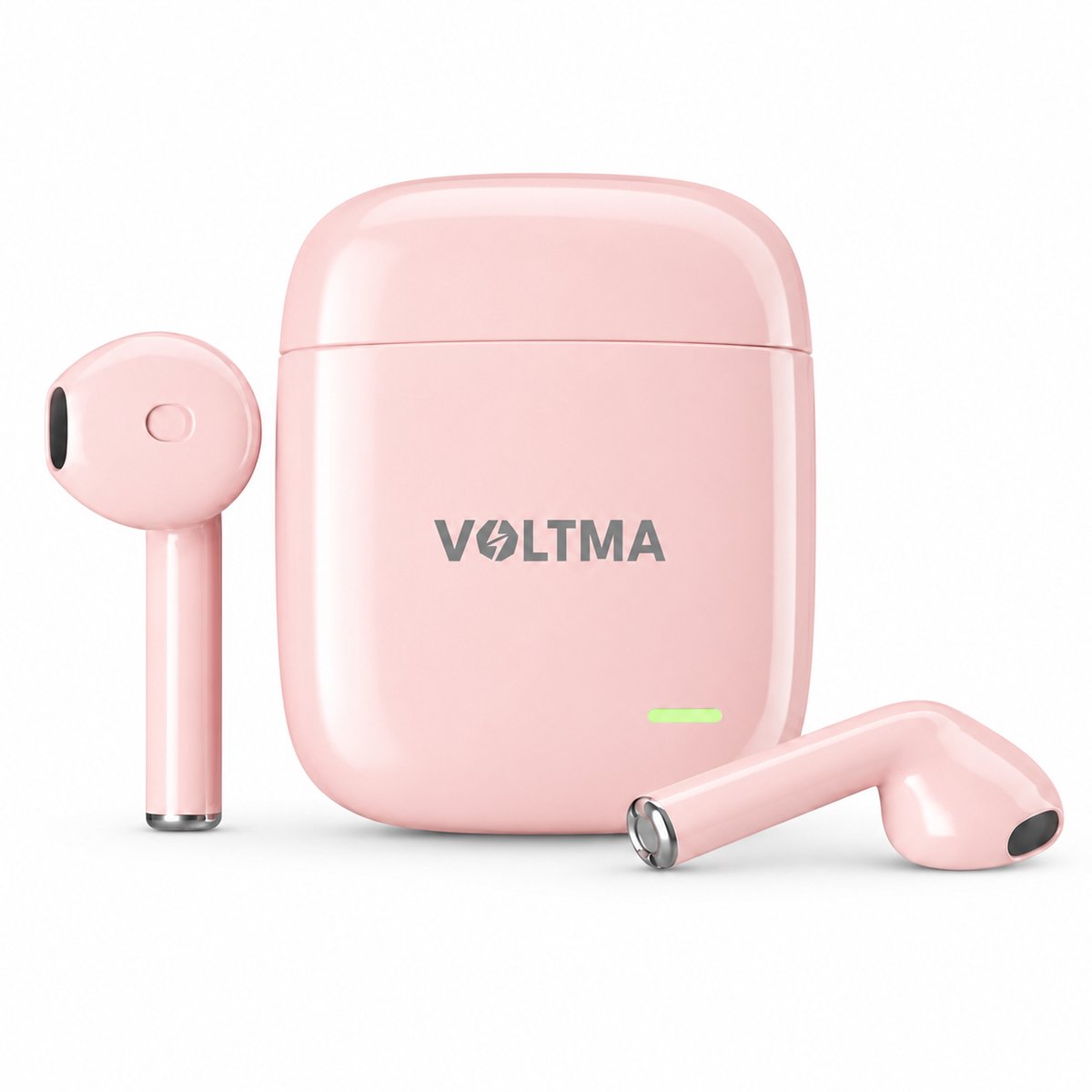 Voltma Harmony Draadloze Oordopjes - Bluetooth 5.3 Oortjes Draadloos - In-Ear Sport Oordopjes met Type-C Case - Earbuds met Automatische Koppeling - Standby Tijd 100 Uur voor Sporten & Reizen - Wit– Roze - Zwart