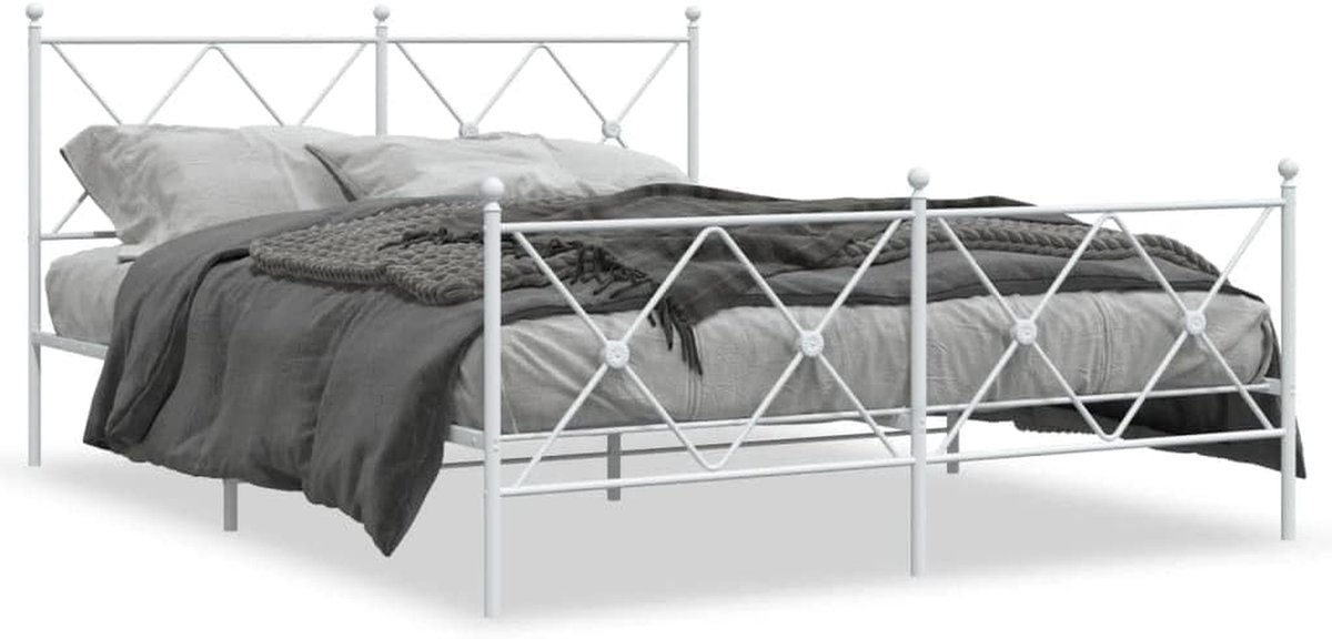 Metalen Bedframe - Stalen Onderstel - Slaapkamer Inrichting - Ruimte Onder Bed - 150 x 200 cm - Wit
