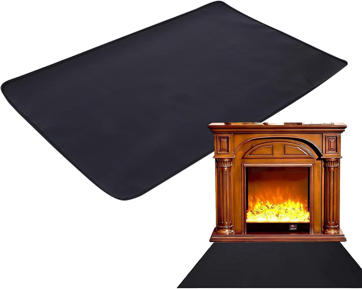 Onderlegger Vuurkorf - Terras Beschermer - Buiten Genieten - Dubbele Beschermlaag - 60 x 150 mm - Zwart