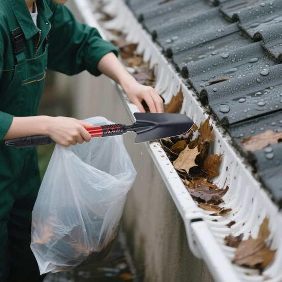 Gootreiniger Set - Dakgoot Onderhoud - Buitenonderhoud Huis - Verstelbare Hoekadapter - 6 Delige Telescoopsteel - Zwart Rood — afbeelding 2