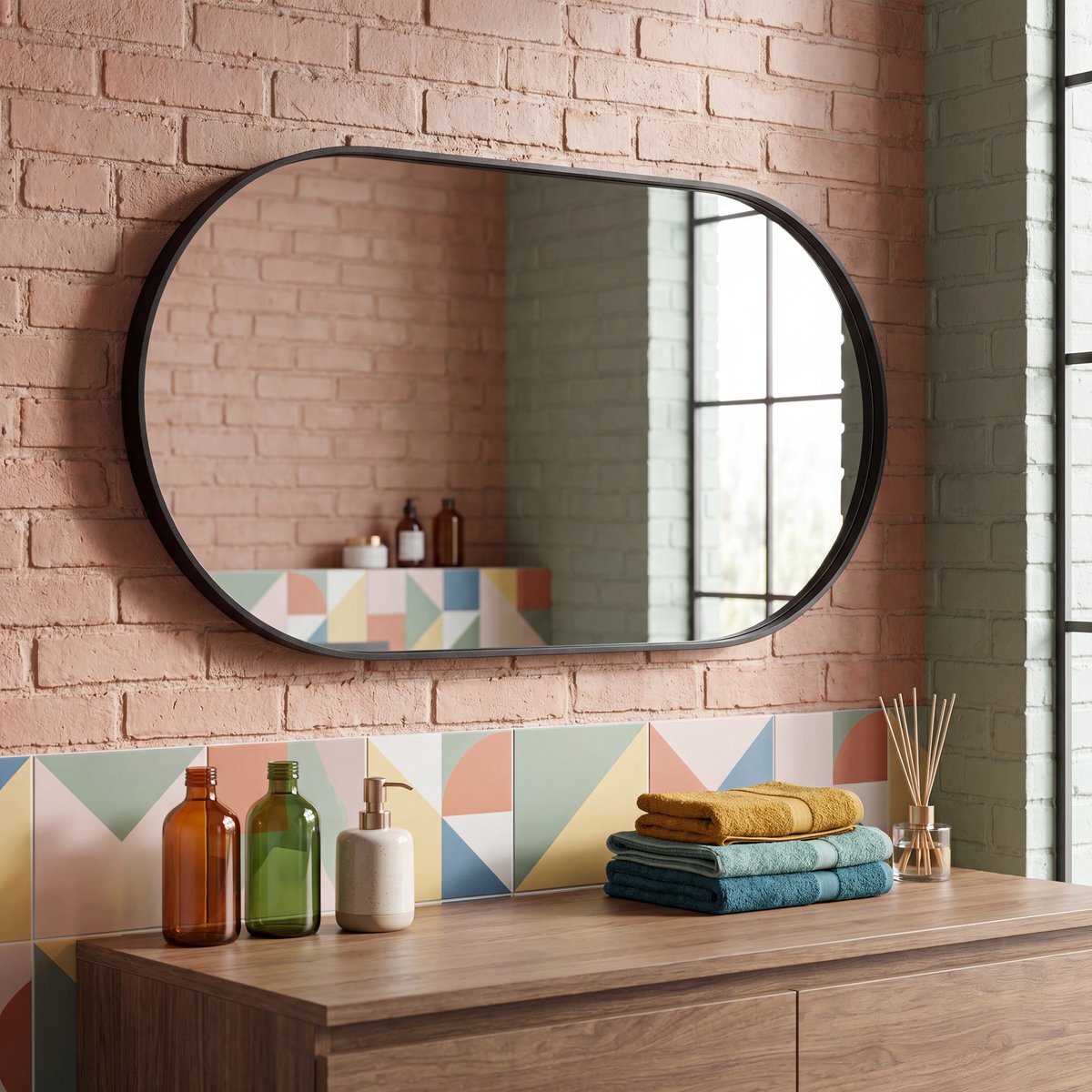 Spinder Design SENNE Badkamerspiegel arena zwart 80x40 - Staal