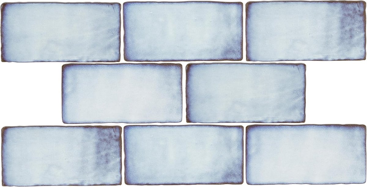 Keramische Wandtegel - Wanddecoratie Tegel - Keuken Badkamer - Glanzende Afwerking - 3x6 Inch - Blauw