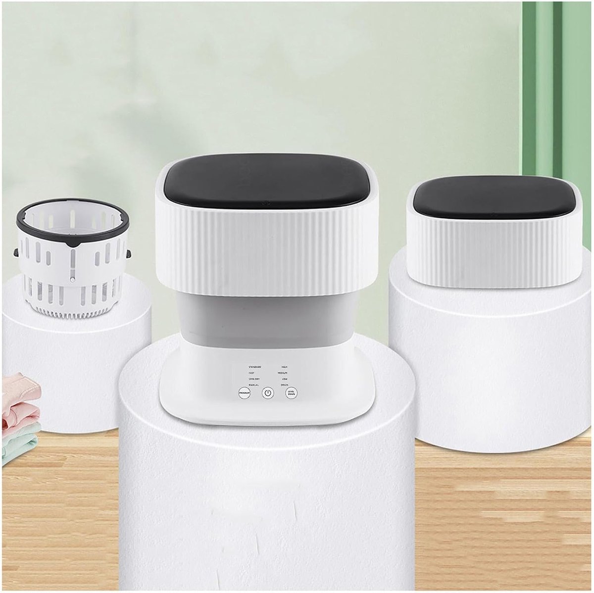Mini Wasmachine Opvouwbaar Draagbare Wasmachine Zakenreizen Automatisch Water In Uit 9L Capaciteit Wit