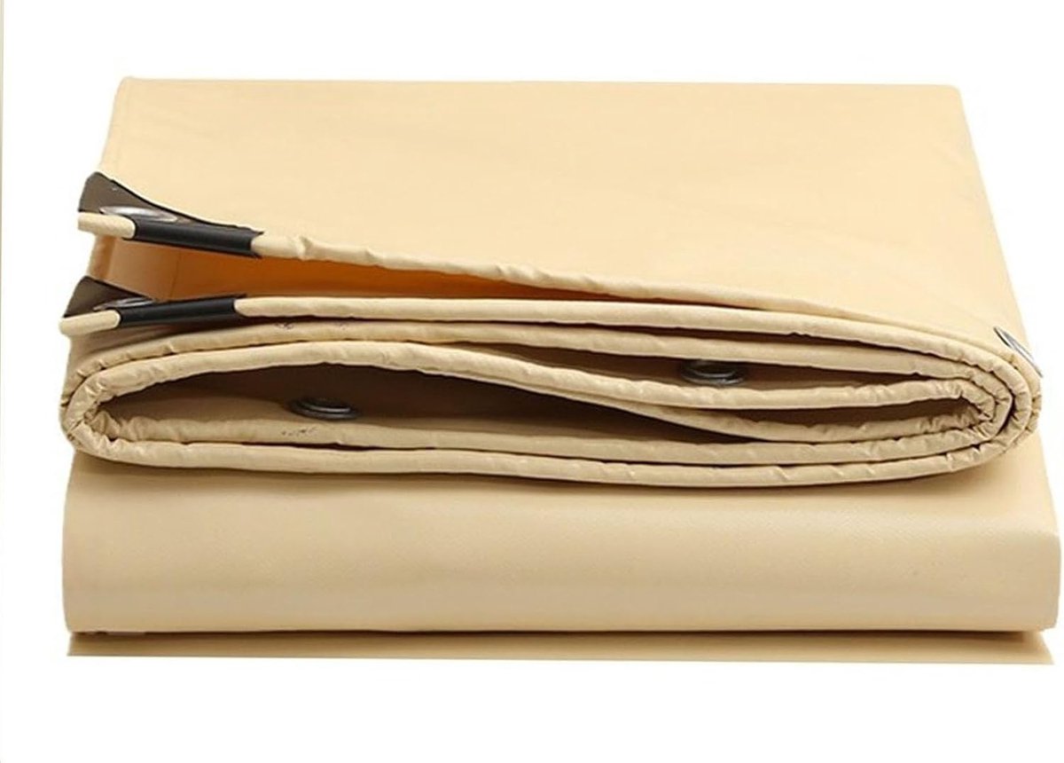 Dekzeil Waterdicht - Zeildoek Beschermhoes - Buiten Beschermen - Zwaar Uitgevoerd Scheurvast - 4m x 4m - Beige