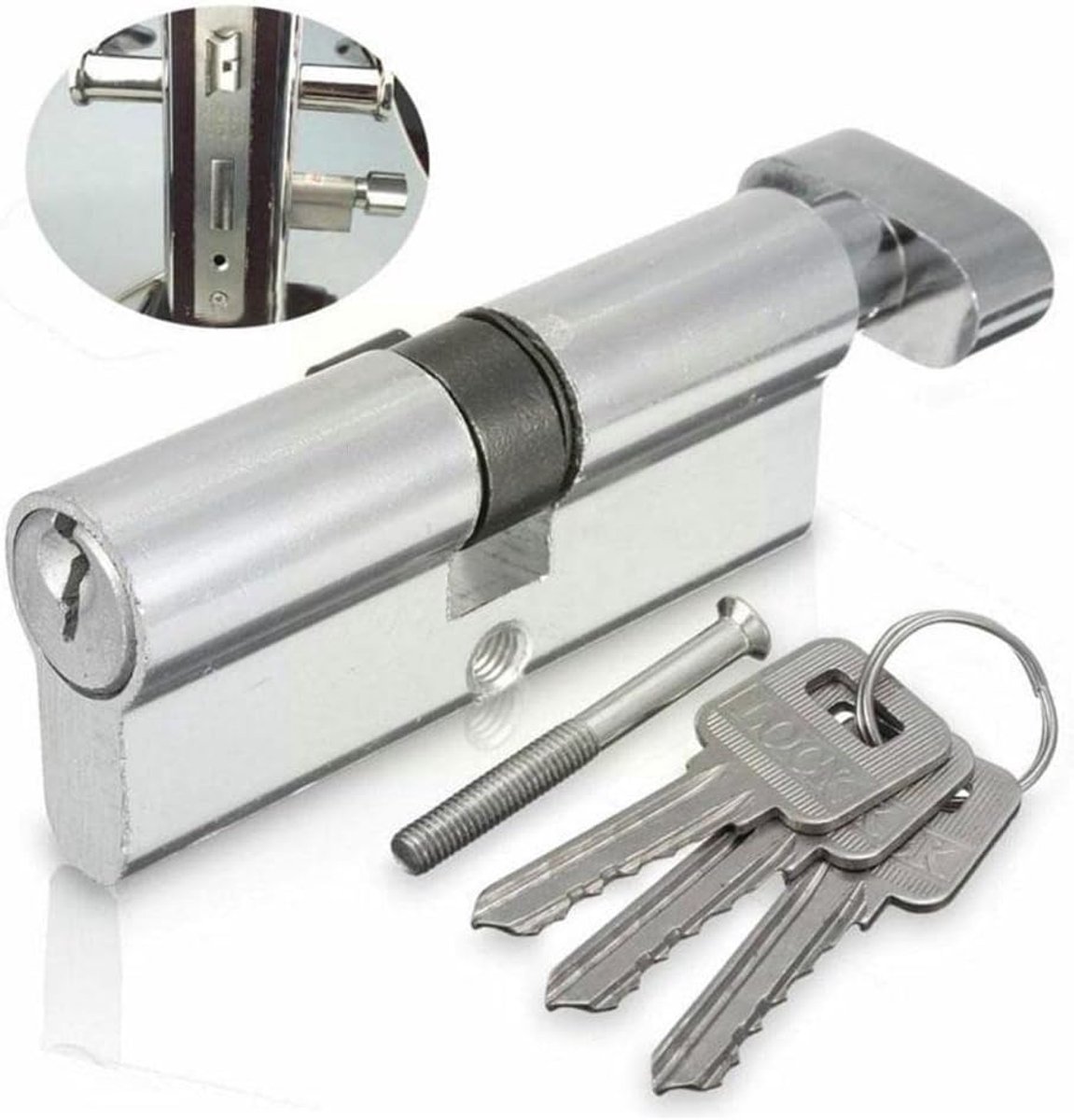 Deurstangslot Cilinderslot - Deurbeslag Slot - Beveiliging Woning - Soepel Draaien - 89 mm - Messing