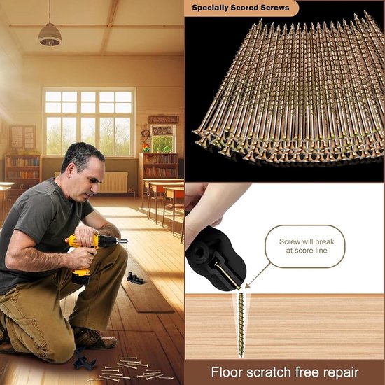 Vloerreparatie Kit - Hout Piep Oplosser - Vloer Repareren - Complete Set 5 Tools - 50 Schroeven - Niet Gespecificeerd — afbeelding 3