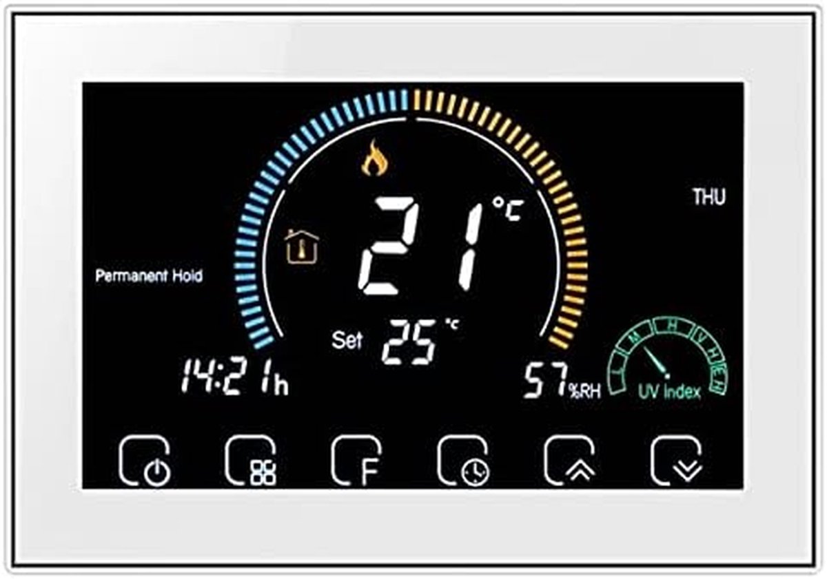 Slimme Thermostaat - Verwarming Regelaar - Energie Besparen - App Bediening - 12cm Kleurenscherm - Wit