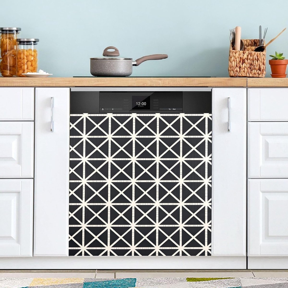 Vaatwasser Covers - Keuken Decoratie - Keuken Opfrissen - Magnetische Bevestiging - 23x26 Inch - Geometrische Tegels