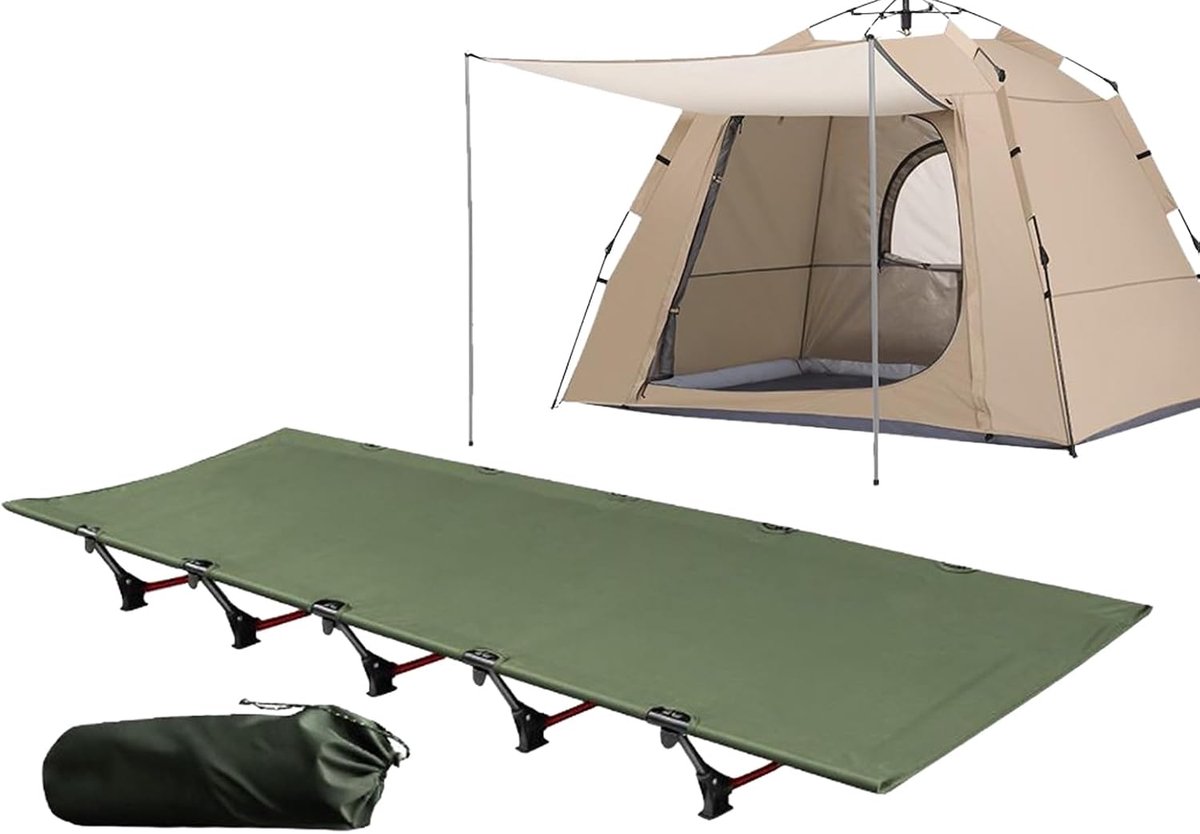 Kampeerbed - Opvouwbaar bed - Buiten rusten - Lichtgewicht ontwerp - 192x65cm - Leger groen