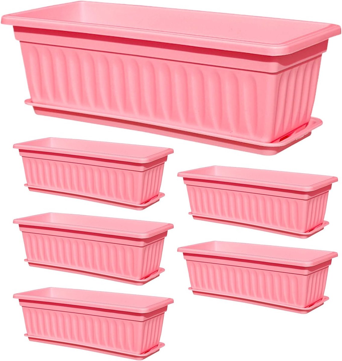 Raambak Planter - Buitenbakken Tuin - Groen Toevoegen - Zes Afvoergaten - 44x19x14 cm - Roze