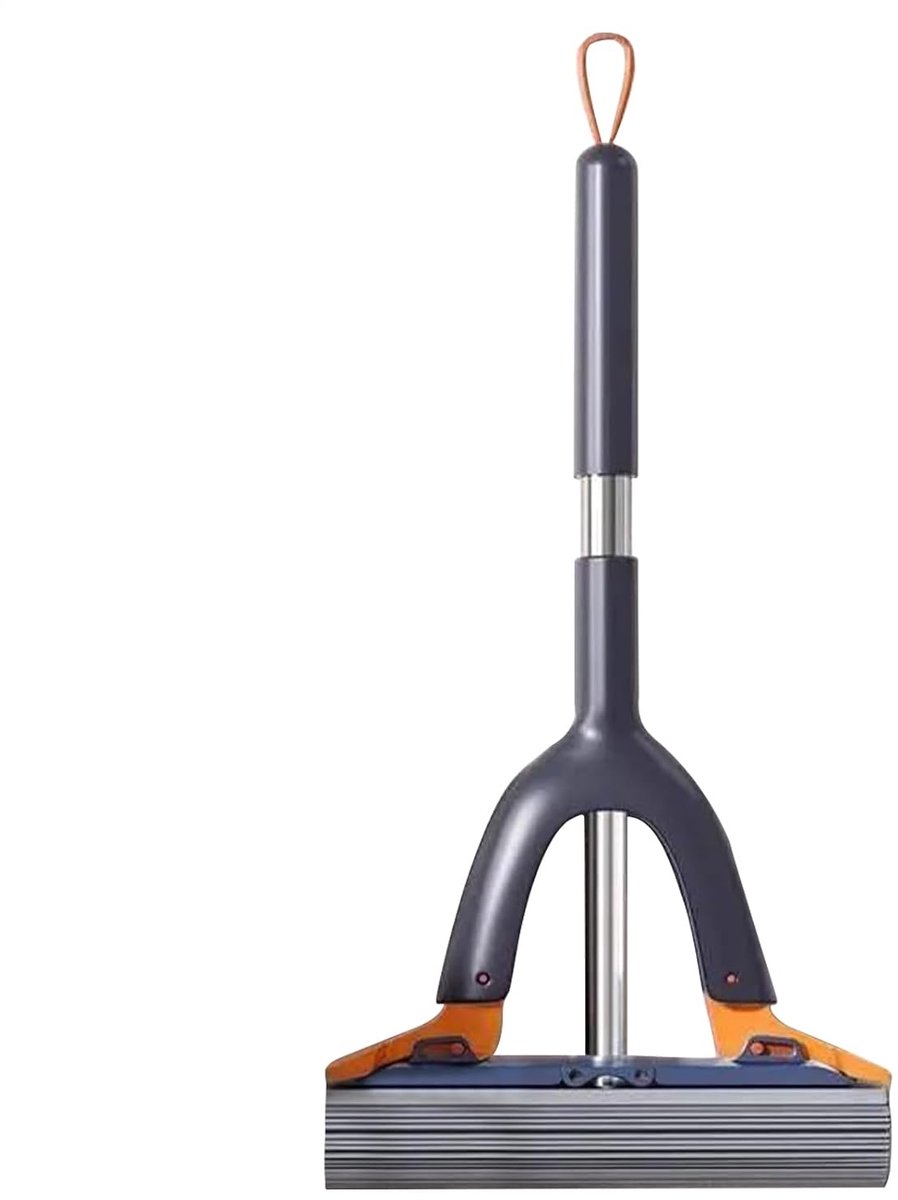 Draagbare Mini-mop Zelfdrukkende mop Kleine oppervlakken reinigen Handsfree uitwringen 38 x 20 x 4.5 cm Grijs