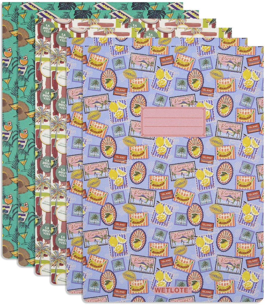 SnelShoppen - A4 Legal Pad Schrijfblok - 6 Stuks Gelinieerd Schrijfblok met Brandende Zomer, Citroen Zomer, Midzomer x2 - 50 Vellen/80 g/m² voor Thuis