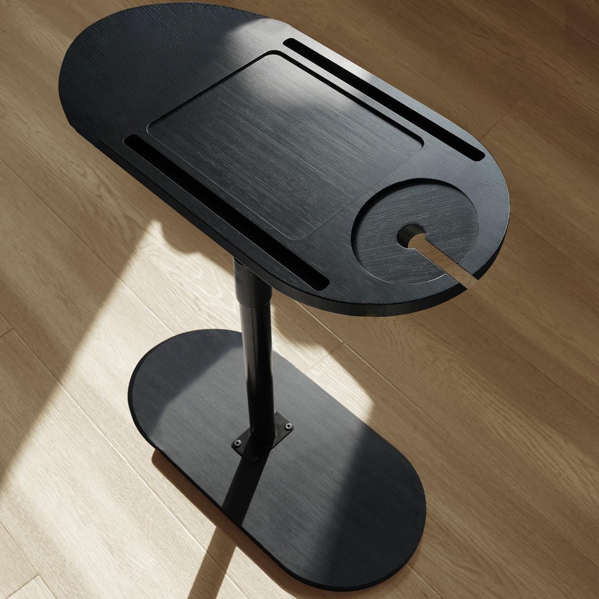 Duscdesp Bijzettafel C Vorm Sofa Tafel In Hoogte Verstelbaar (42-82cm), 360° Roterende Bamboe Bijzettafels Hout en - ShopVlot
