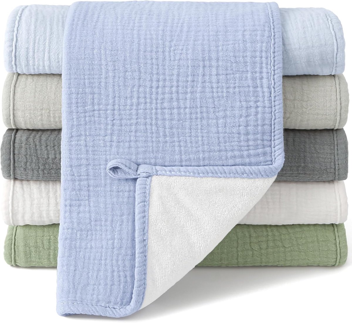 SnelShoppen - Chiffon Baby Luiers, 5 Stuks, 50 x 25 cm, Super Zacht Absorberend, Katoen, Unisex, Voor Baby's, Meisjes, Jongens, Zomer Gebruik