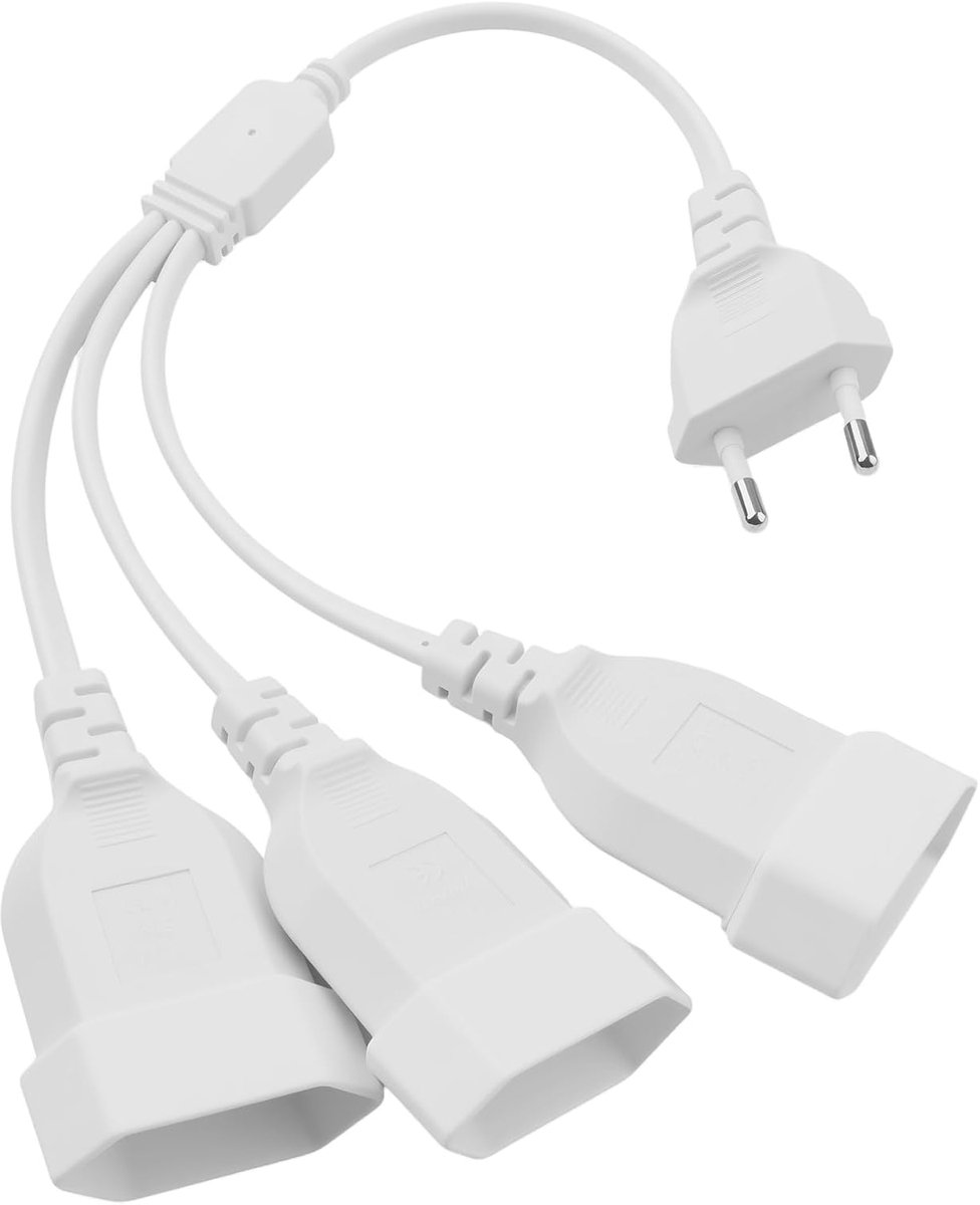 SnelShoppen - 3-in-1 Netwerk Kabel Verlengsnoer Euro Plug 30cm - Stevige 0.75mm² Voeding voor TV, PC, Monitor, Projector, Wit