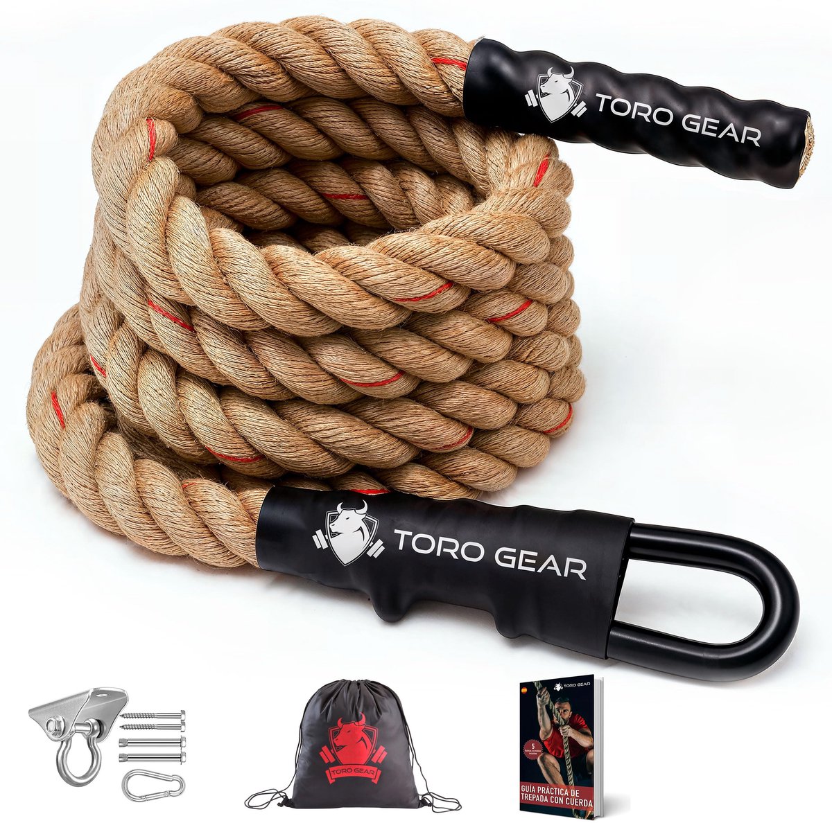 SnelShoppen - Klimtouw van Jute 38 mm, 4 m - SOGA Crossfit Battle Rope voor Outdoor Fitness, Krachttraining, Brandweer, Gym, Sport
