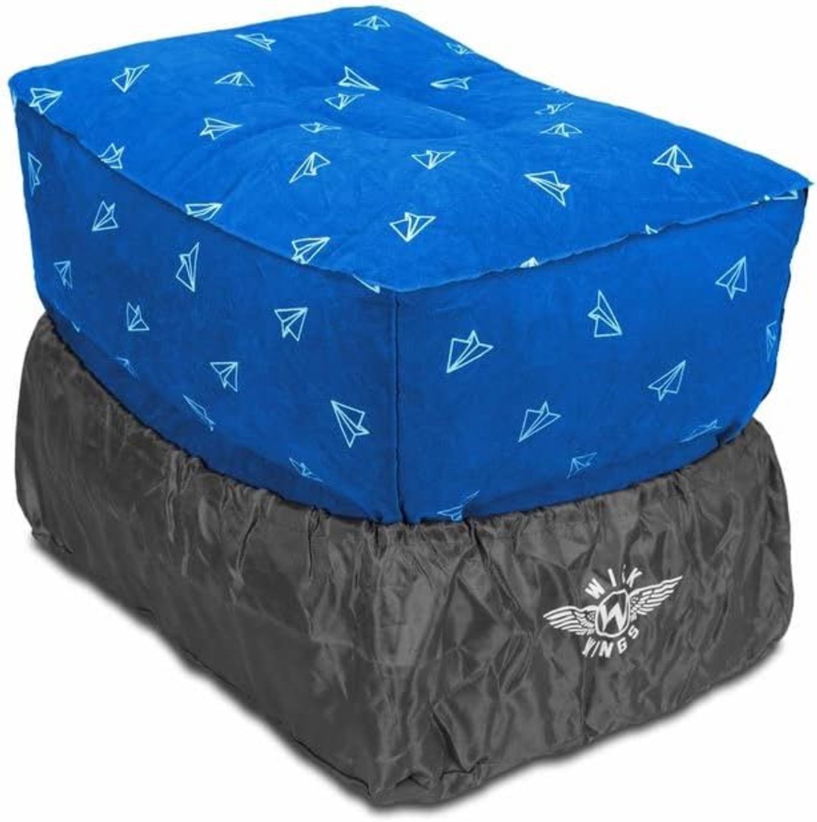 SnelShoppen - Wick Air Vliegtuigbed voor Kinderen - Super Anti-Slip - 3 Hoogteposities - Zacht en Stabiliteit - Goedgekeurd door KLM - Blauw