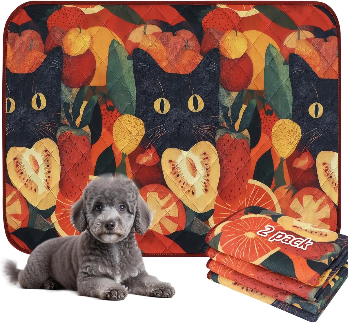 SnelShoppen - Washable Pee Pads voor Honden, 2 Pack Herbruikbare Lekvrije Puppy Training Pads, Waterdichte Non-Slip Absorbente Katoenen Matten 60x60cm