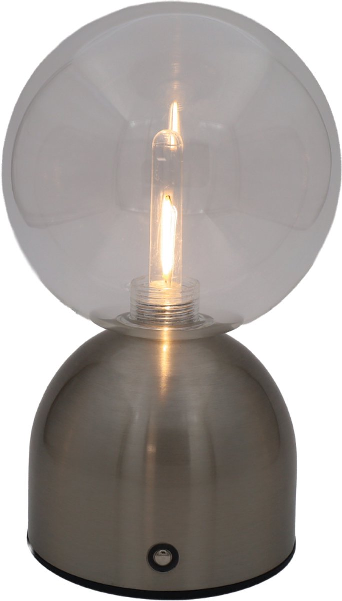 Luxus Europe - Tafellamp Touch Lina Zilver - Draadloze LED Tafellamp Binnen - USB-C Oplaadbaar - Touchbediening - Dimbaar - 3 Lichtkleuren