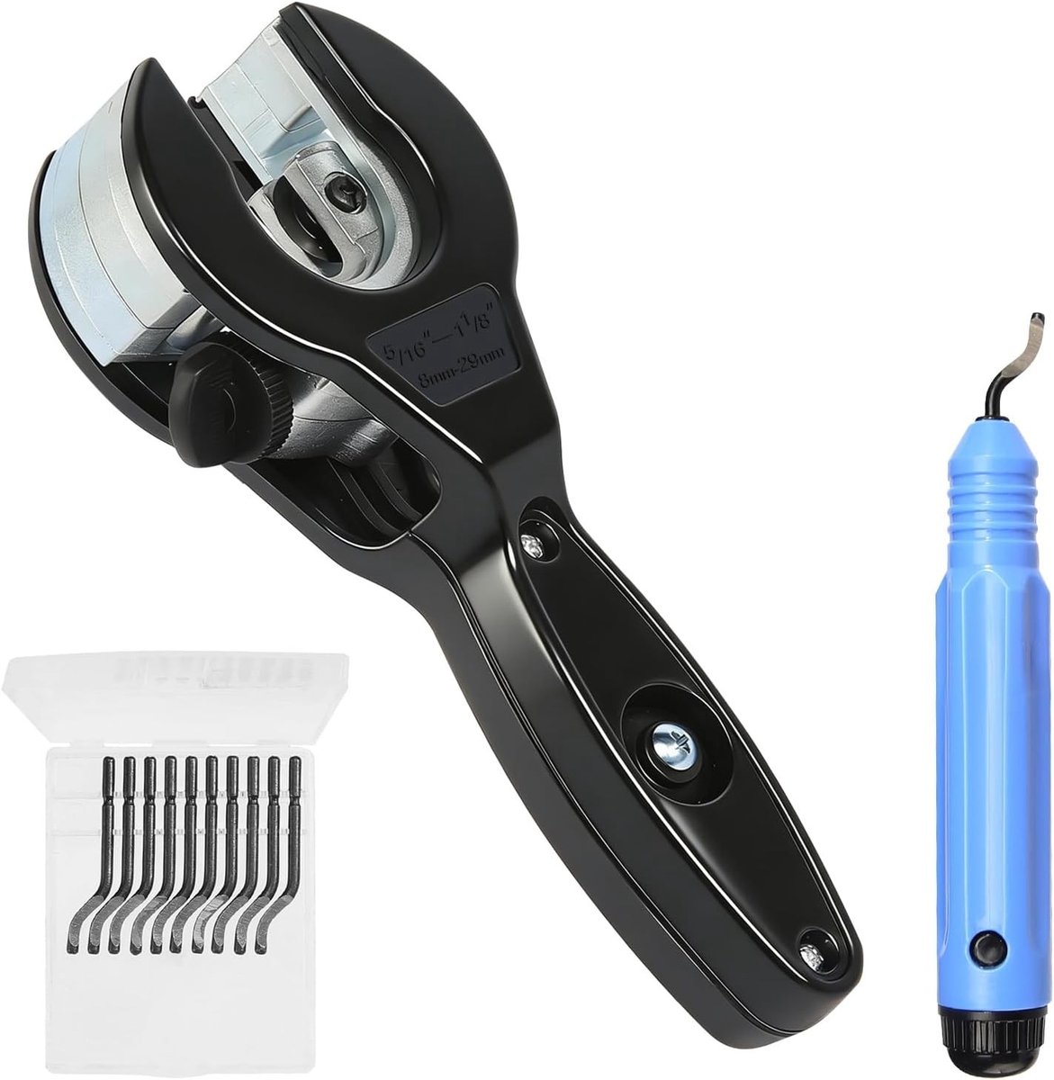 Veelzijdige pijpensnijder set 8-29mm met ratel, ontbraamtools en buisseparator voor koper, aluminium en plastic