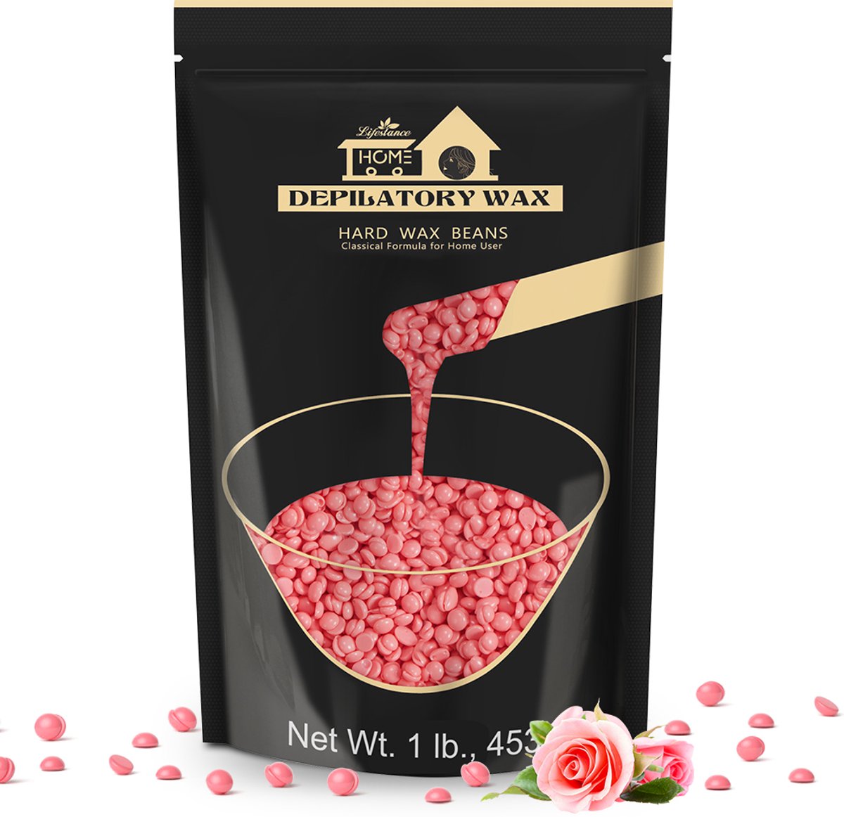 Lifestance Hard Wax Beans Rose - Wax Korrels & Wax Parels 453g - Professionele Ontharingswax Zonder Strips - Voor Gezicht, Benen, Oksels & Bikinilijn