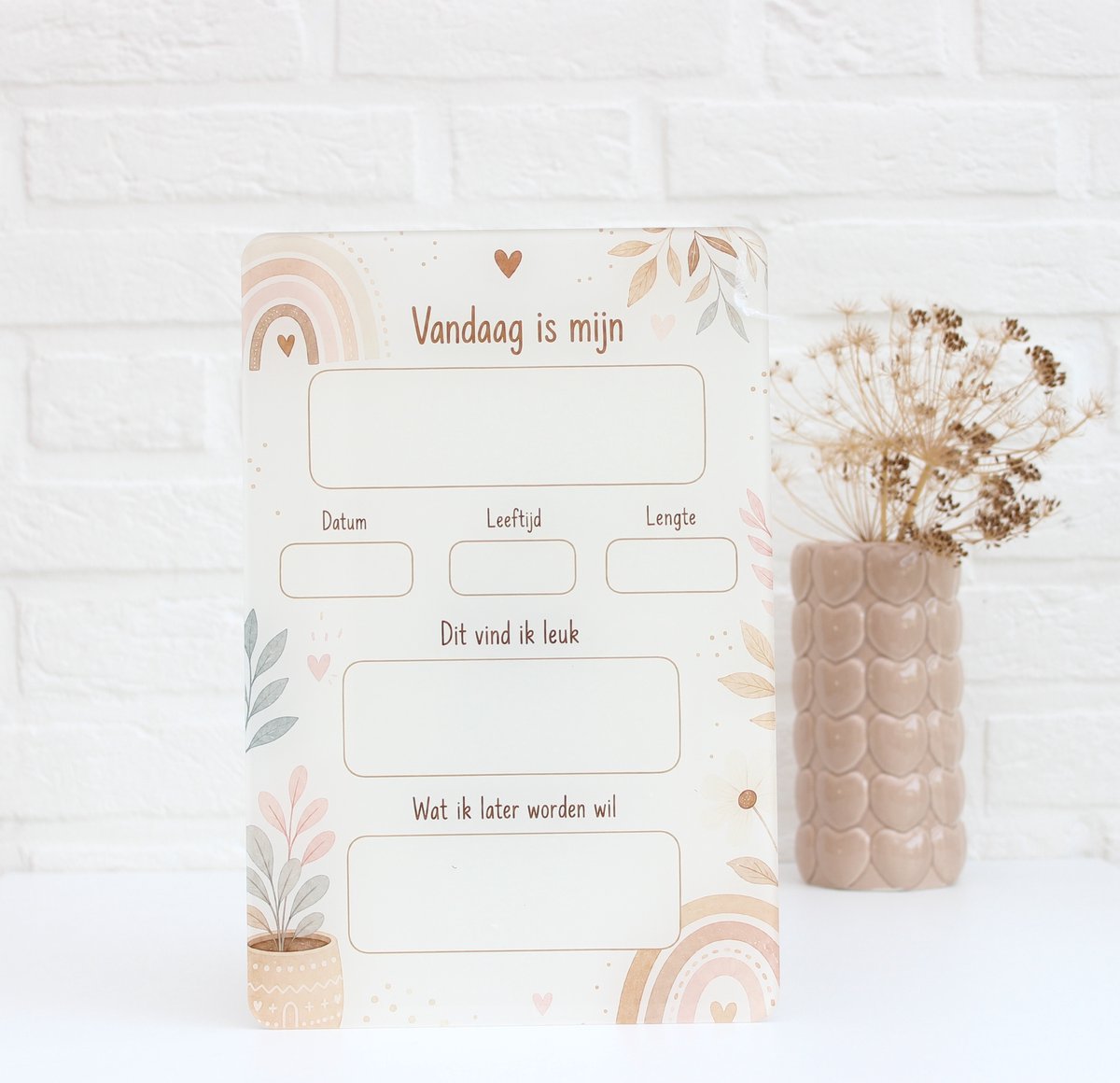 Eerste & laatste schooldag invulbord – Herbruikbaar plexiglas schoolbord – Back to School – Nieuw schooljaar – Boho regenboog
