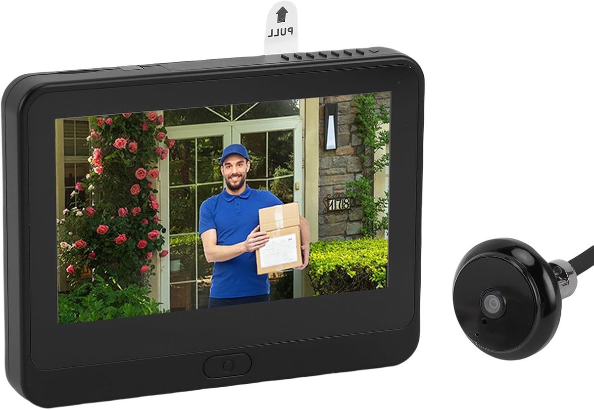 Draadloze Deurviewer met 1080P Beeldkwaliteit, 4.3 Inch LCD Scherm en 2-Weg Intercom voor Thuis met PIR Mensdetectie en 30 Dagen Standby Tijd