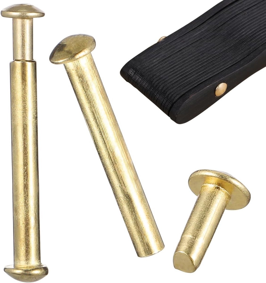 2 Sets Houten Vouwende Fan Shaft Klinknagels en Noten voor Reparatie van Chinese Handfans en Bevestigingsmiddelen