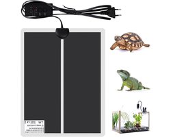 Verwarmingsmat Reptielen - Terrarium Warmte - Klimaatbeheersing Huisdier - Drie Snelheden - 28 x 15 cm - Zwart