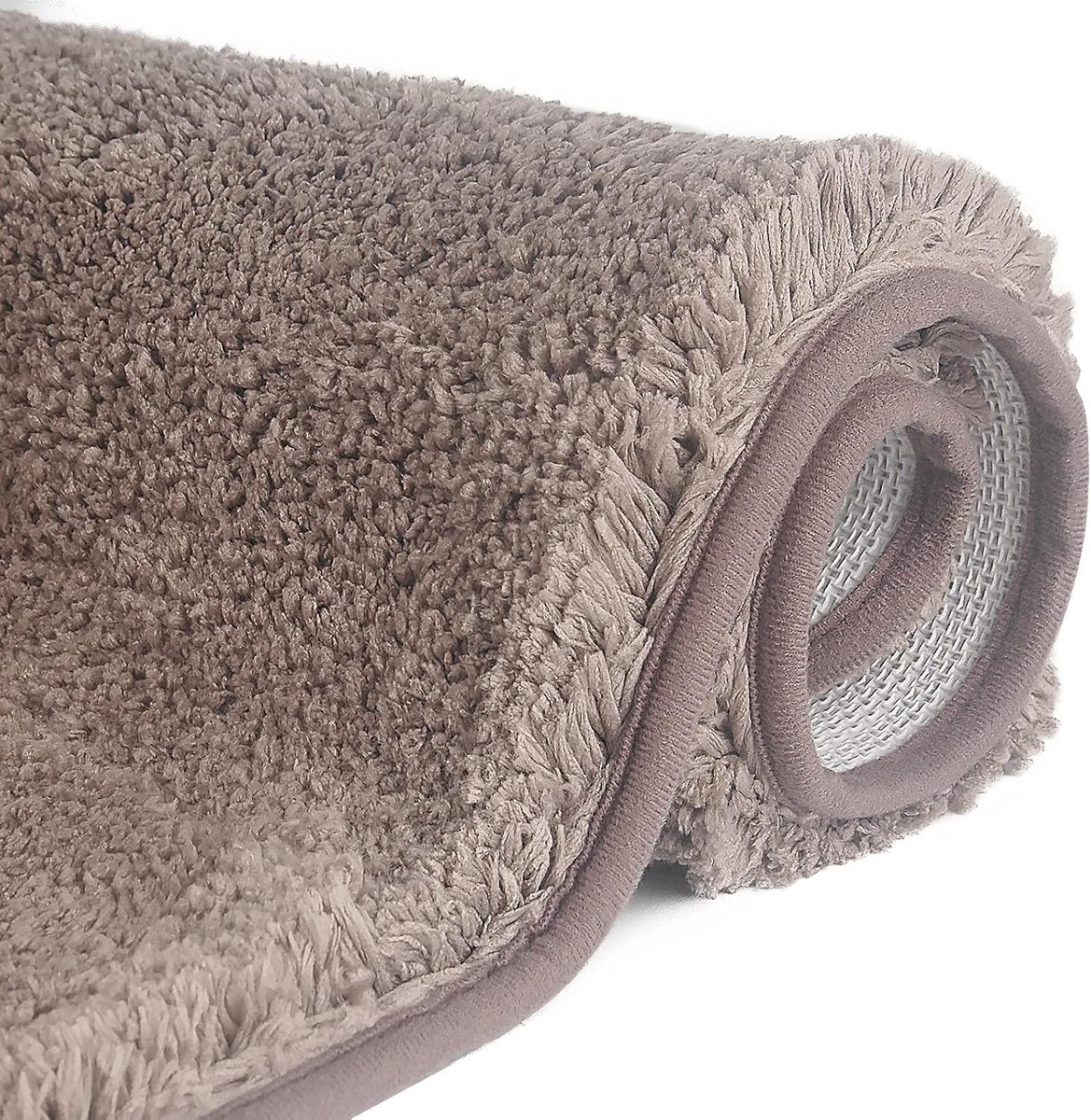 SnelShoppen - Antislip hoogpolige badmat 80 x 150 cm, machinewasbare badmat met waterabsorberende zachte microvezels, bruin voor bad, douche en badkam