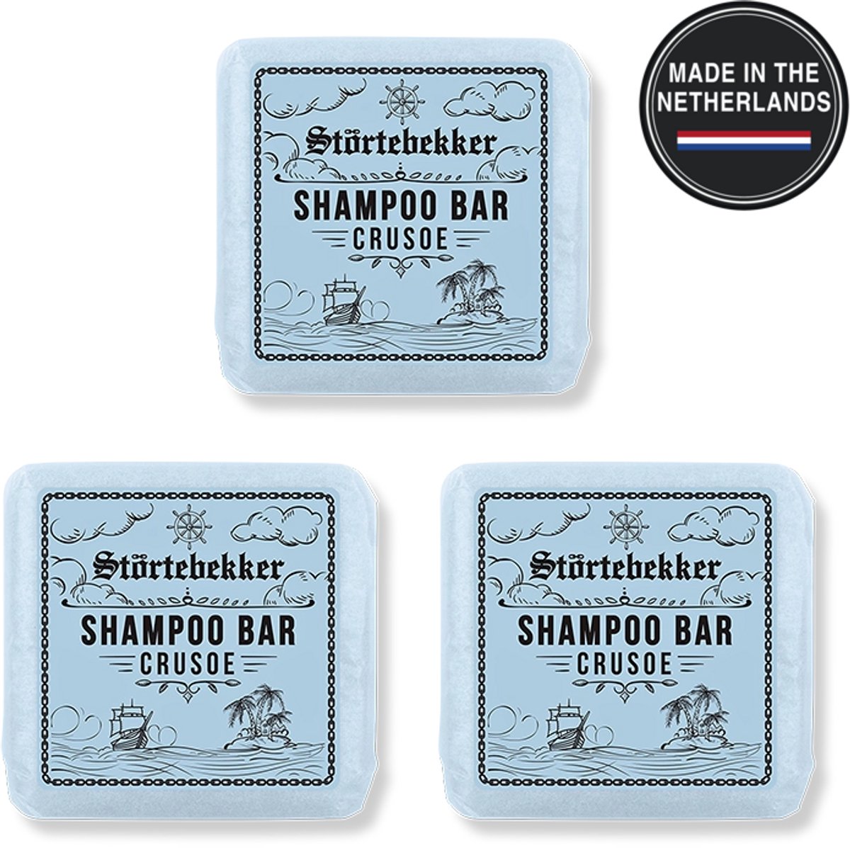 Störtebekker® Premium Shampoo Bar Crusoe - Vaste shampoo zoetige, kruidige geur met tonen van citrus en vanille - 3-in-1 douchezeep voor mannen voor haar, hoofdhuid en baard - Hydraterende shampoo - vegan & handgemaakt - 100 g Solid Shampoo Bar