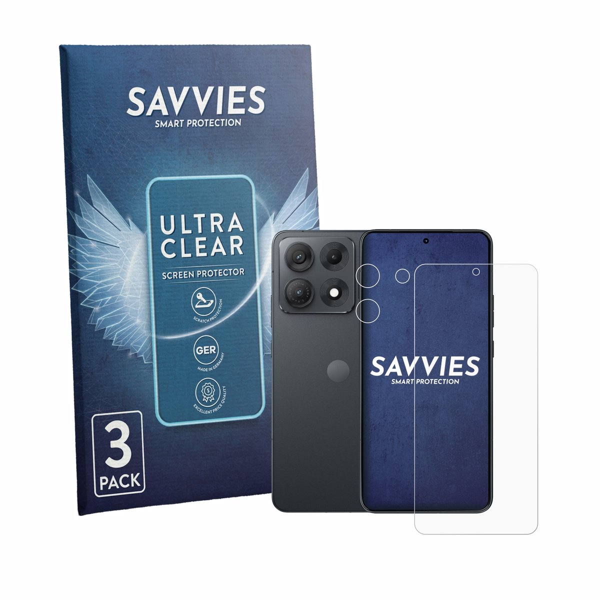 Savvies - Screenprotector voor Motorola Edge 70 Max (Voor+Camera) - Folie Beschermfolie transparant 6 Stuks