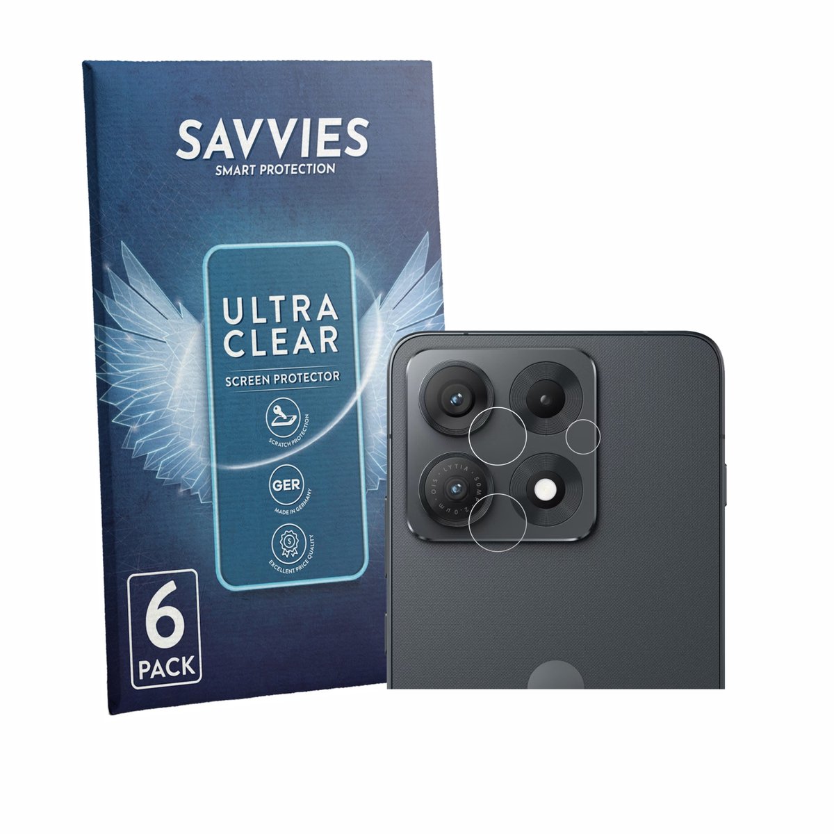 Savvies - Screenprotector voor Motorola Edge 70 Max (ALLEEN Camera) - Folie Beschermfolie transparant 6 Stuks
