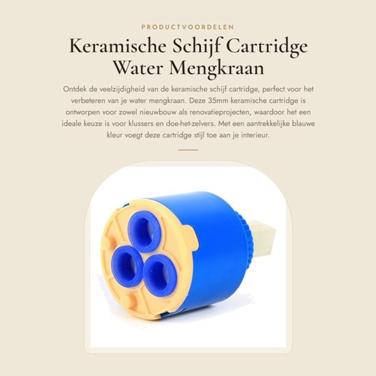 Keramische Cartridge 35mm - Vervangend Filterelement - Water Mengkraan - Controle Kraan Klep - PP Plastic - Blauw - Kraanklep