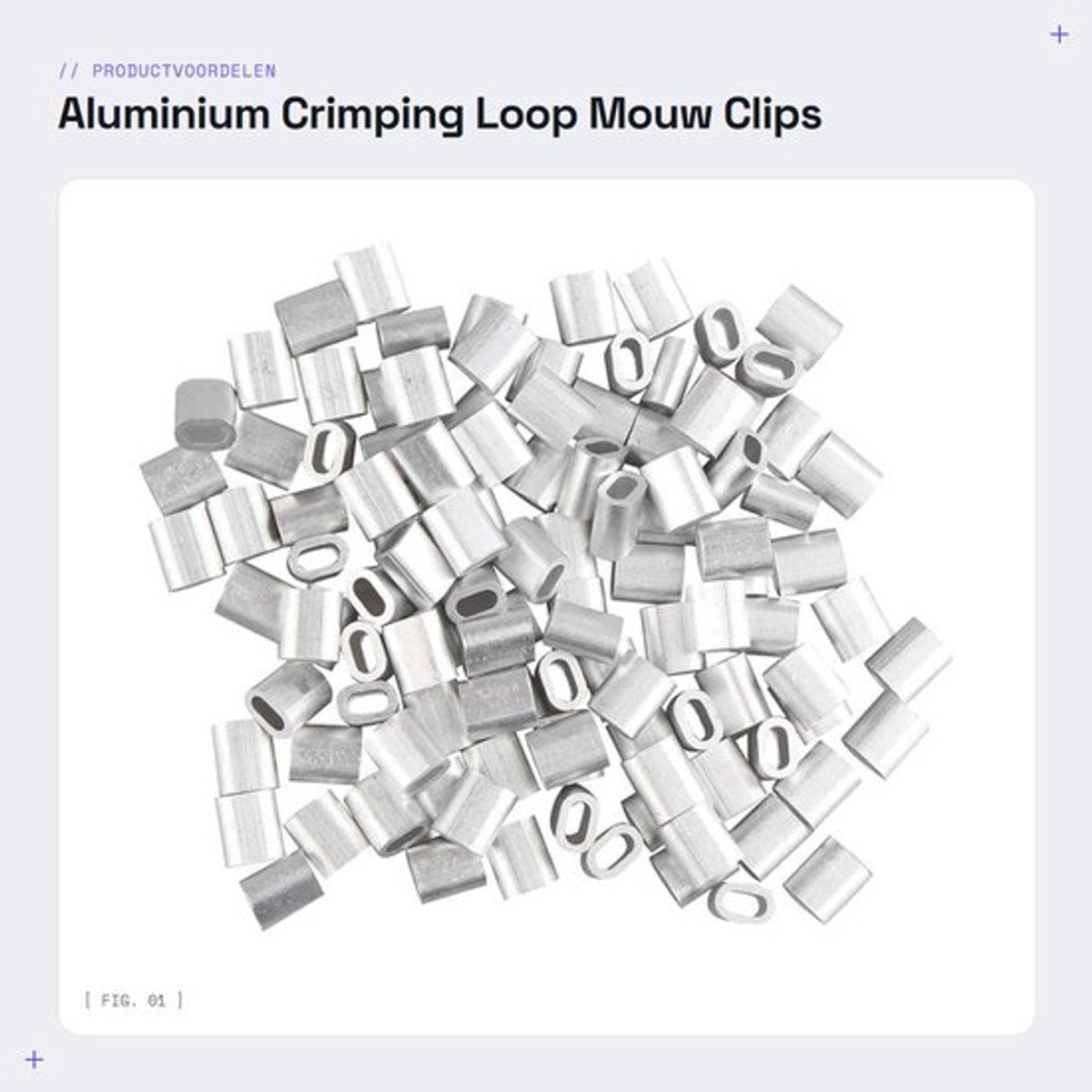Crimping Mouw 100 Stuks - Aluminium - Roestvrij - Corrosiebestendig - Voor 2,0 mm Kabel - Duurzaam - Kabelverbinder