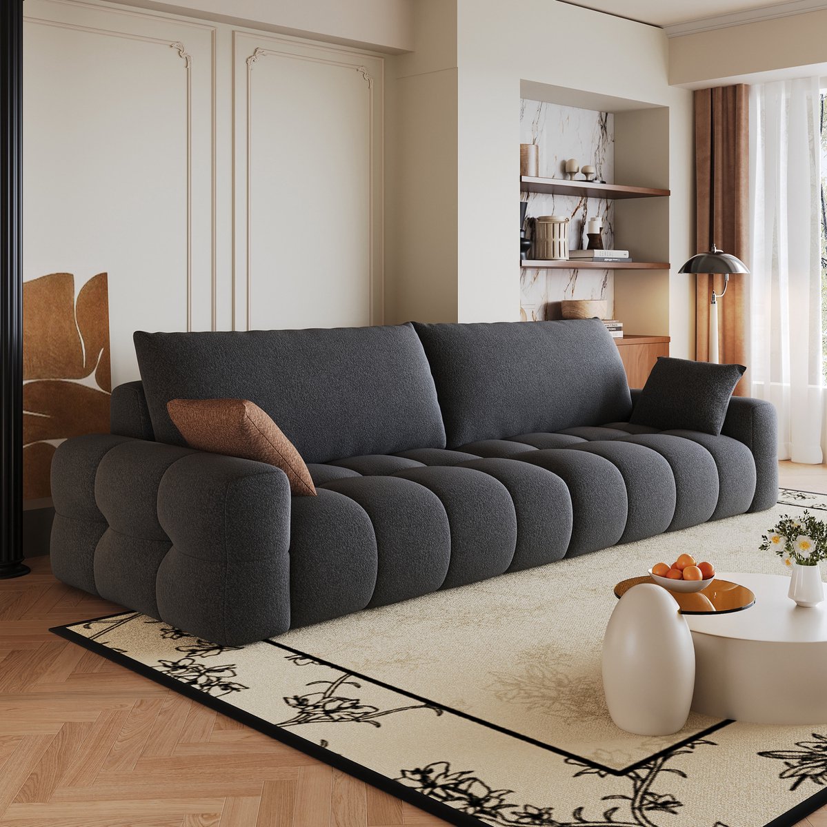 OKWISH Zitbank 260 cm - Modulaire 4-Zits Bank Met Diepe Zit En Zonder Montage - Voor Woonk