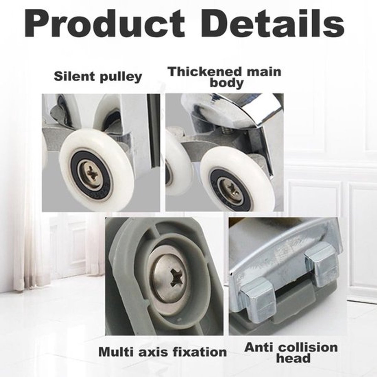 Douchecabinedeurrollen 23 mm - Robuust/duurzaam - Geluidsreductie - Geschikt voor glazen deuren 3-6 mm - Eenvoudig te vervangen - Ideaal voor douchecabines/whirlpools - Douchewielen