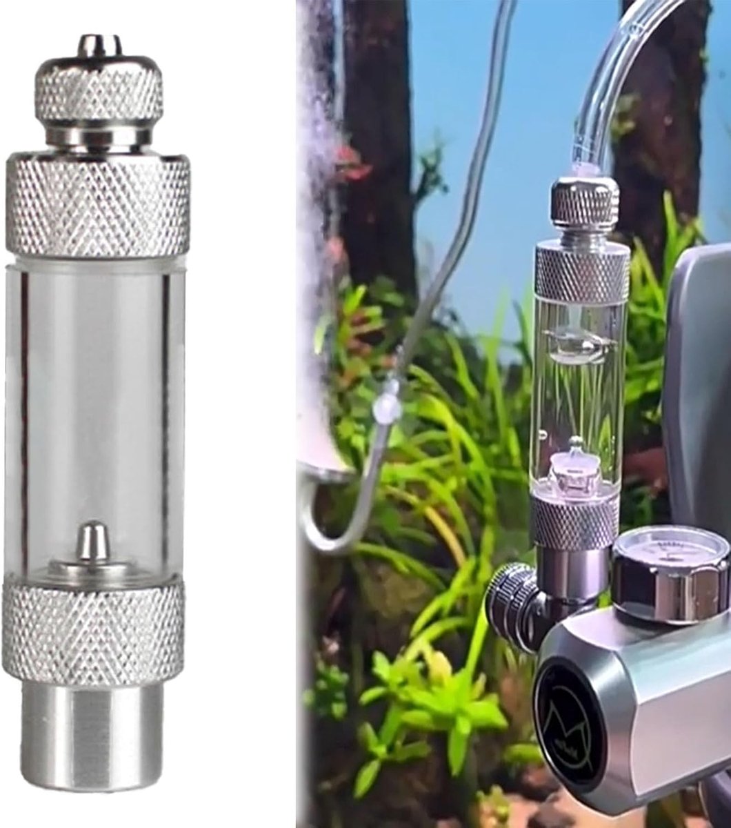 SnelShoppen - Bubble Counter CO2 Voor Aquarium - Effectieve Controle van CO2 Inhoud - Duurzaam Aluminium - Voor Kleine Thuisaquaria en Vistanks - Aqua