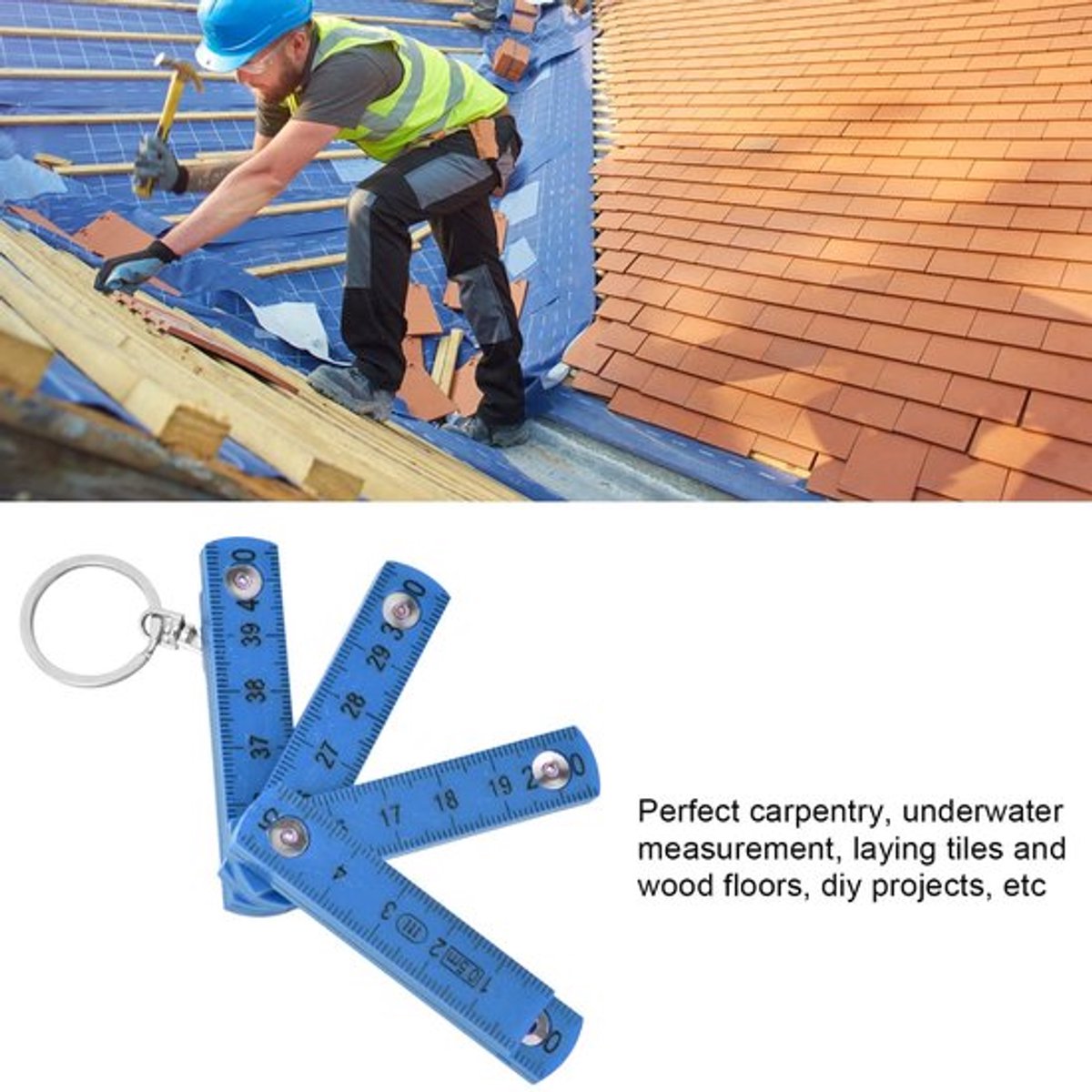 Duimstok 50 cm - 2 Stuks - Opvouwbaar - Draagbaar - ABS - Voor Timmerwerk/Tegels Leggen - Meetlat