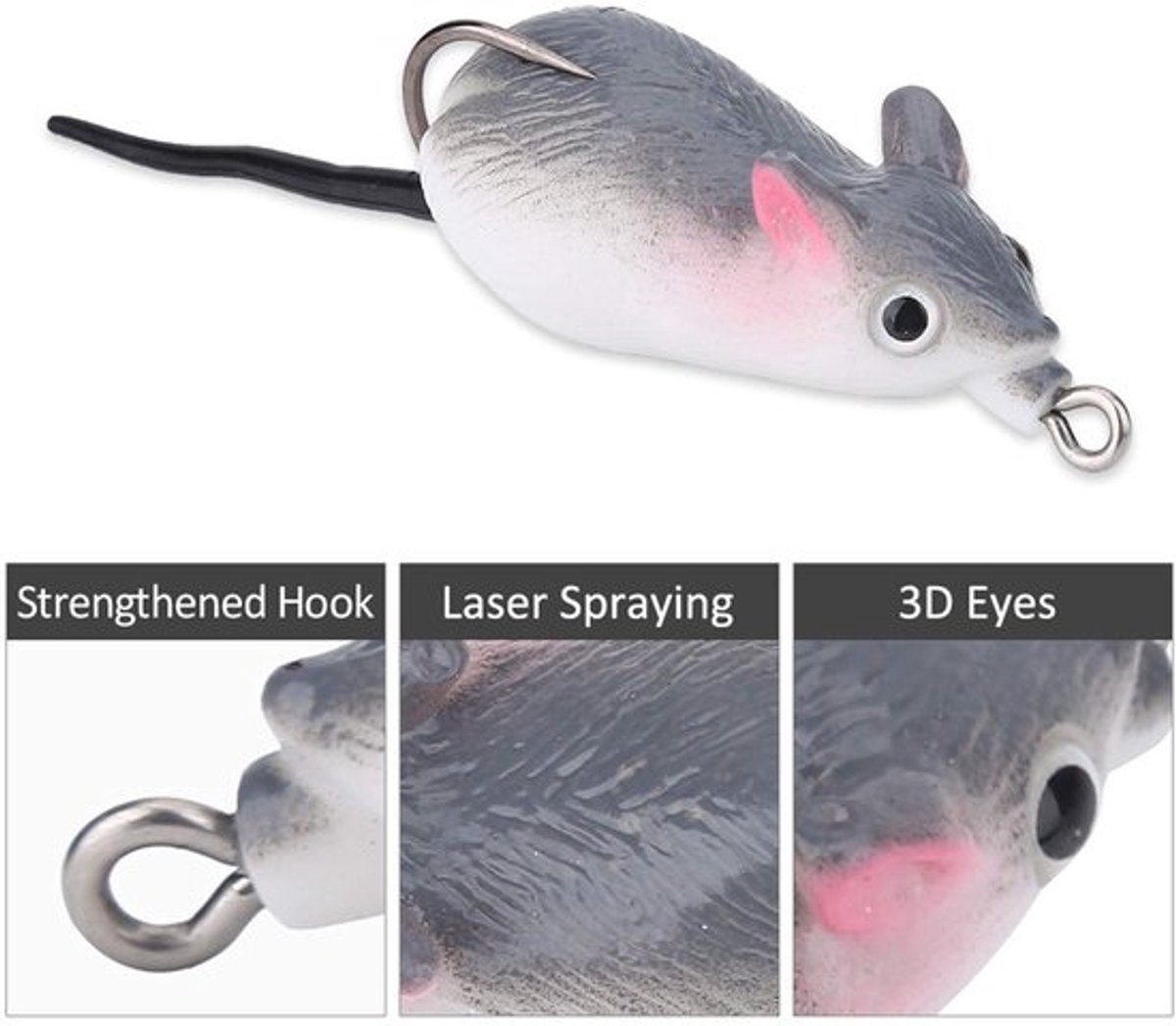 Kunstaas Zacht Drijvend - Visaas - Dual Hooks - Tackle Accessoire - Zoetwater - Lichtgrijs