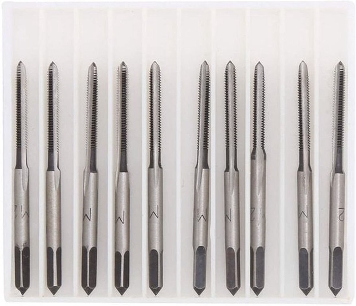 Tapset 10 Stuks - Metrische Conische Plug-Tapset - Koolstofstaal - Rechte Groeven - Eenvoudig te Gebruiken - Hoogwaardige Sterkte - Schroefdraadboor