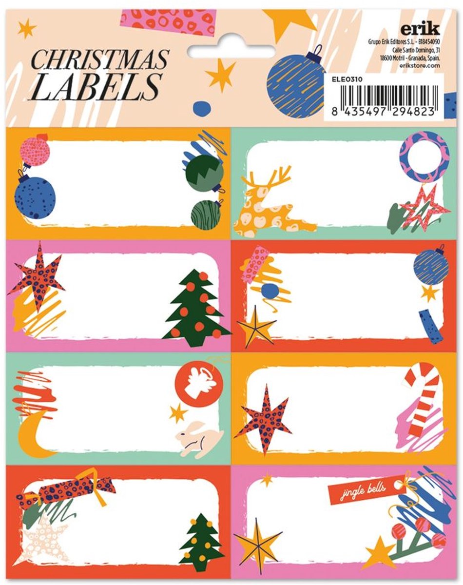 Grupo Erik - Happy Holidays Christmas SelfAdhesive Labels Zelfklevende etiketten - Multicolours