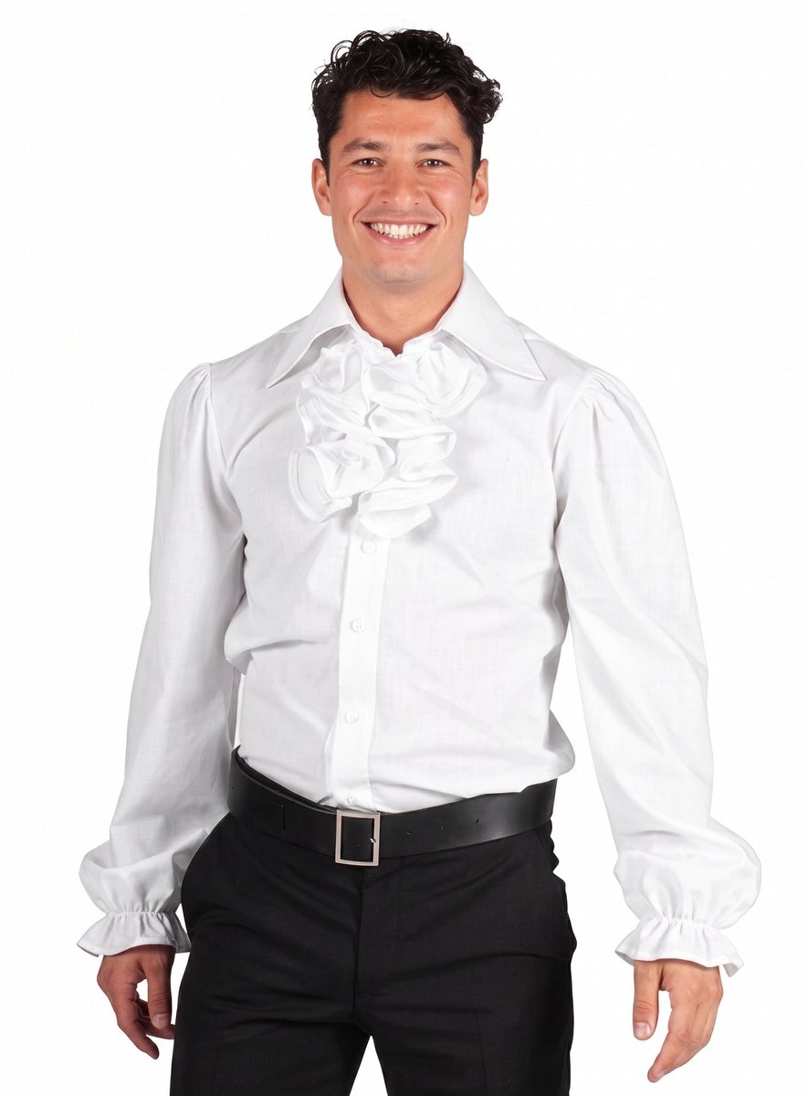 Ruchehemd met jabot wit