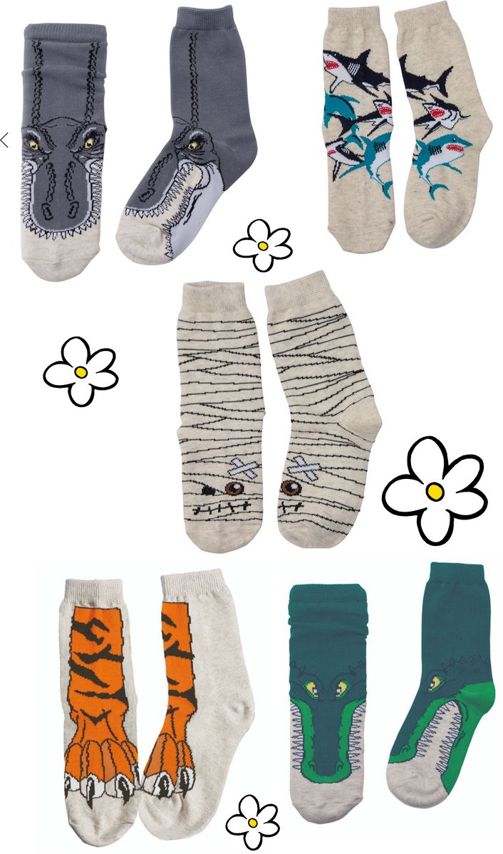 Nature Planet te gekke kindersokken sokken, set van 5, mooie kwaliteit (100% Oeko-tex gecertifiiceerd), maat 23-28