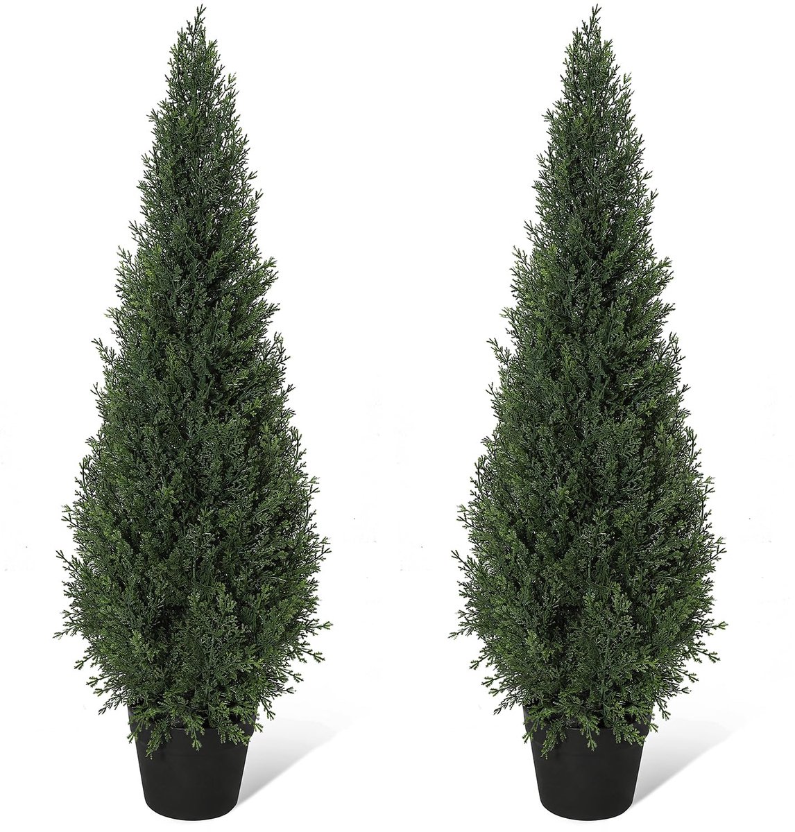90cm UV-bestendige kunstceder/cypres topiary boom in pot – levensechte kunstgroenblijvende plant, onderhoudsvrij en geen water geven nodig, binnen- en buitendecoratie voor voordeur, entree, terras en tuin, set van 2 stuks