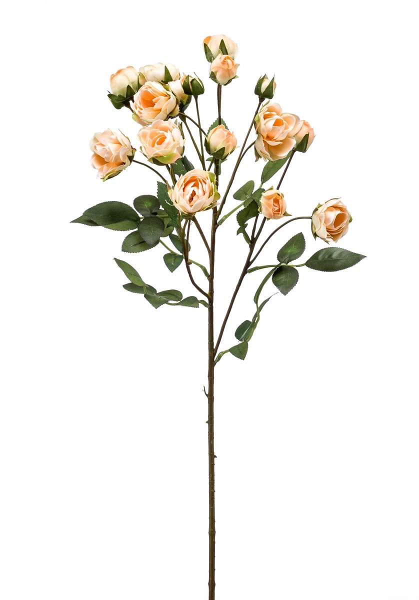 Emerald - Kunstbloem Roos mini 57cm licht peach - Kunstplant voor binnen