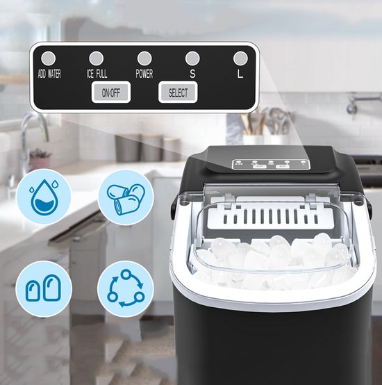 Draagbare Automatische Ijsblokjesmaker, Ijsmachine Voor Op Het Aanrecht, Zelfreinigend Ontwerp, Voor Gebruik in De Keuken Of Op Kantoor — afbeelding 5