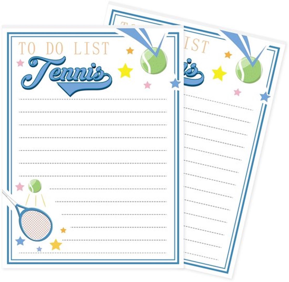 Notitieblok Blauw/Wit - 2 Stuks - 50 Pagina’s per Blok - Tennis Notitieboek - Kladblok - Papier - 14x10,5cm